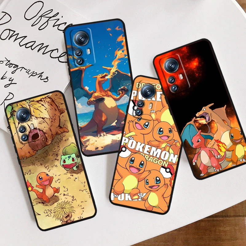 P-Pokemons Little Fire Dragon For Xiaomi Mi 14 13T 13 12T 12 11T 11i 11 10T 10 Pro Lite Ultra 5G Black Cover Phone Case