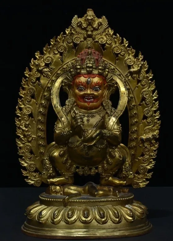 old Tibet Buddhism temple bronze Gilt Mahakala Wrathful Deity Buddha Statue