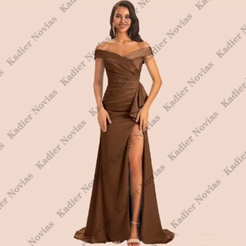 

Customized Formal Brown Bridesmaid Dresses with Sash Robes Invitee Mariage Wedding Guest Party Dress