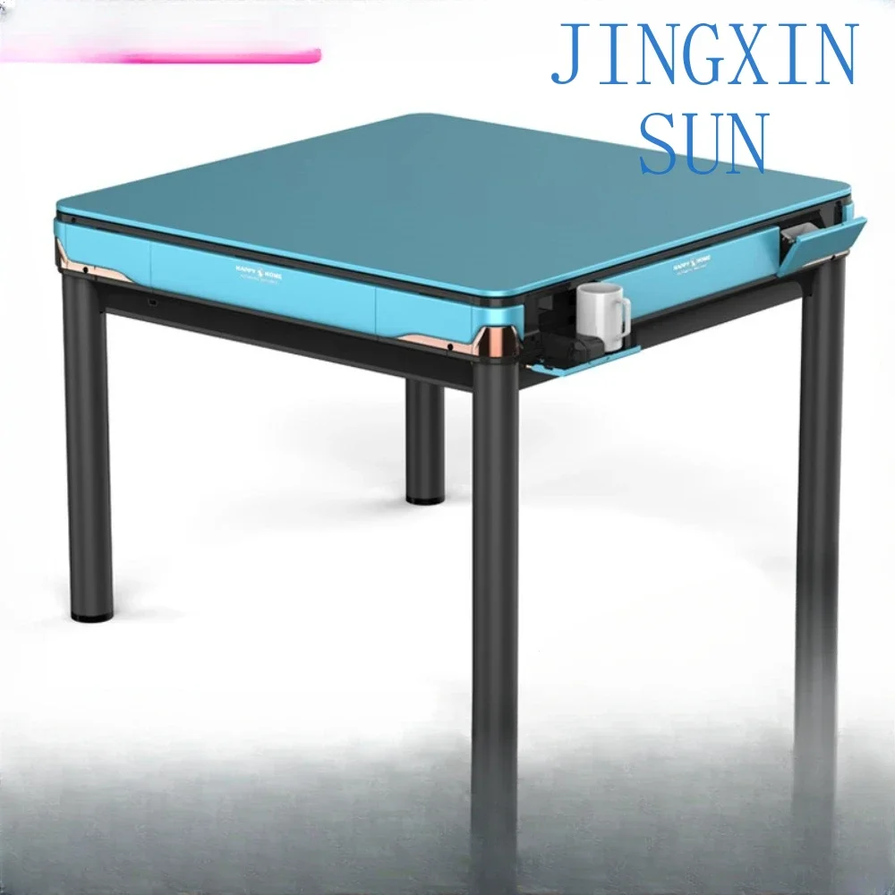 Automatic dining table dual-use four-port mute folding table