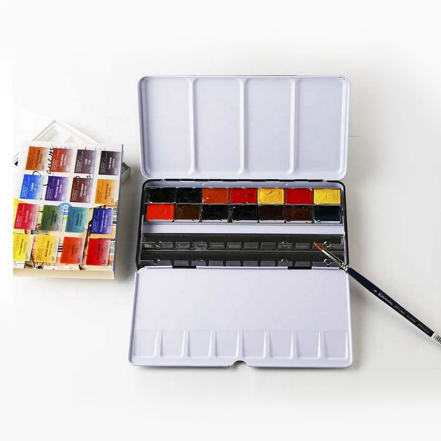 Empty Watercolor Tins Pans Palette Paint Case Box Set for 48 Colors Half Pans for Artist Student Beginners Professionals