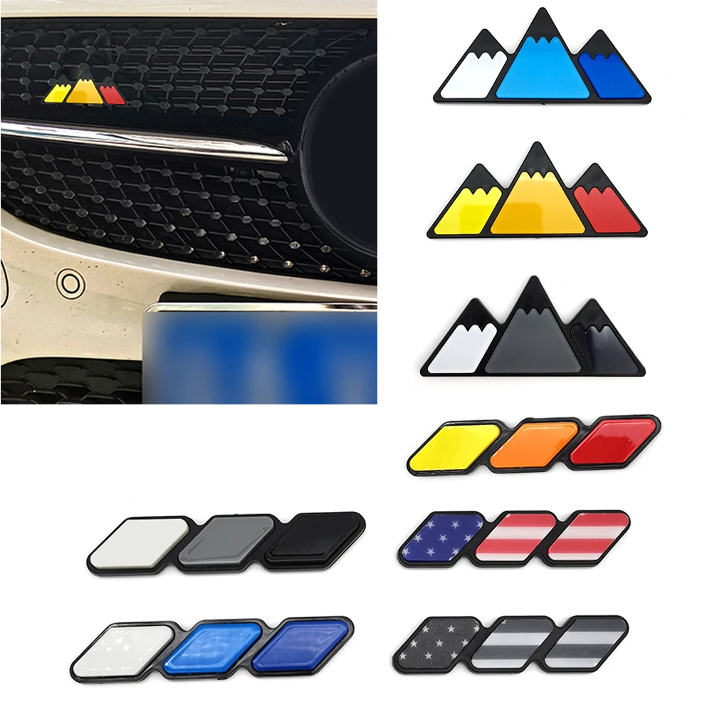 3 Tri Colors Grille Badge Emblem Tacoma Tundra 4Runner Highlander Rav4 Strip Of Air Inlet Logo Auto Accessories