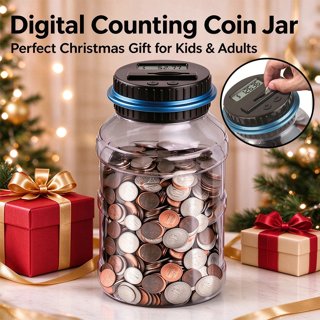 Electronic Piggy Bank with LCD Display, Automatic Coin Counter Savings Box, Creative Gift for Kids Adults, Home Office Desk Decoration, Novelty Money Box