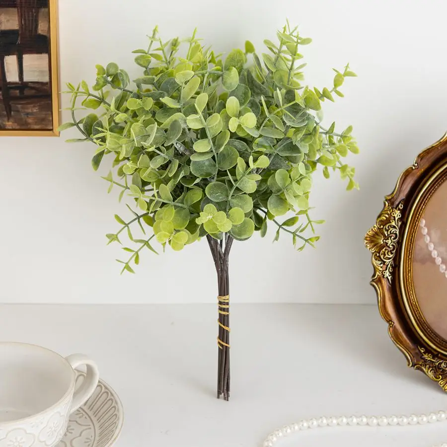 نبات البلاستيك الاصطناعي الأخضر الأوكالبتوس في الهواء الطلق حديقة غرفة المنزل زهرية الجدول حفل زفاف باقة الزفاف لتقوم بها بنفسك هدية التبعي