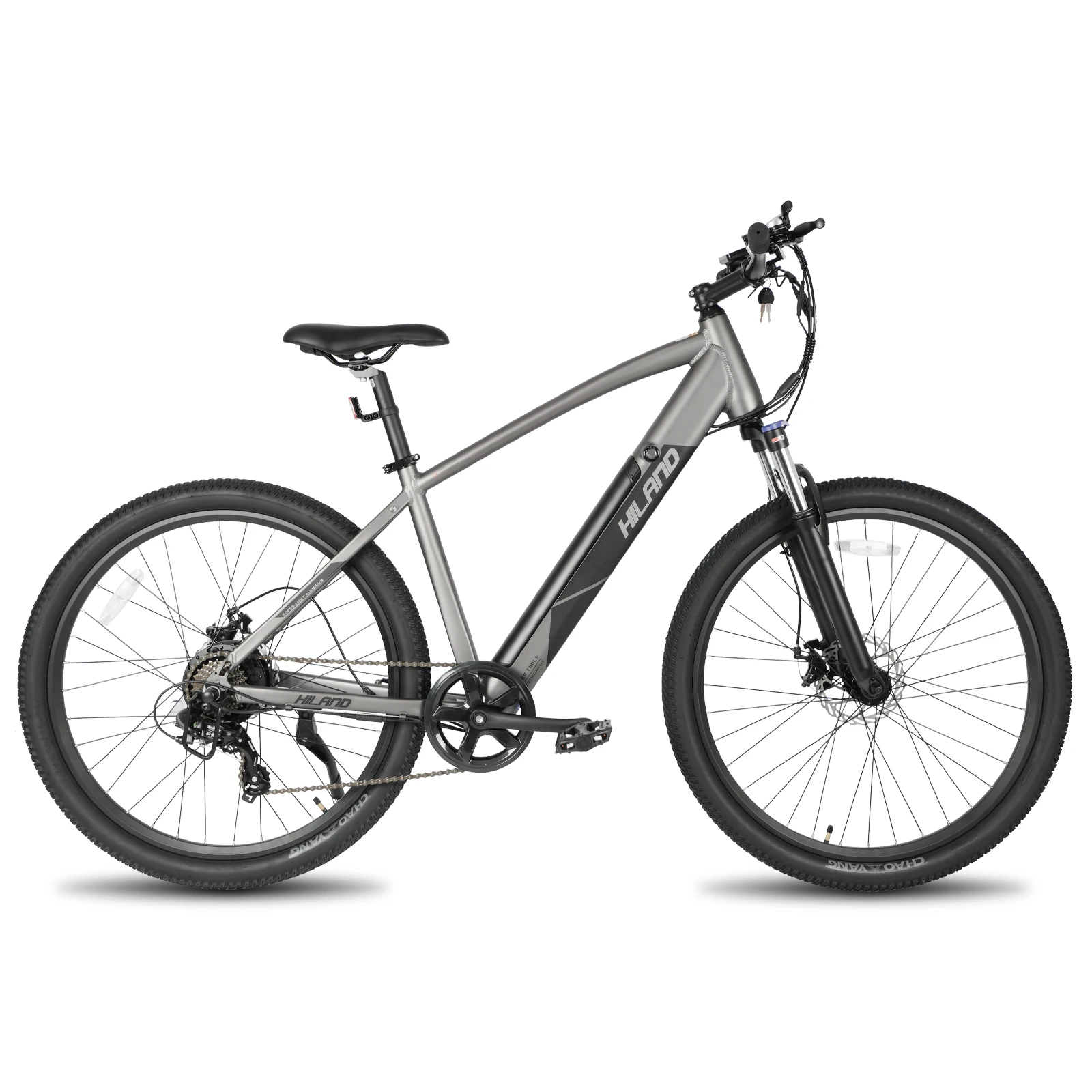 HILAND EHI009 Vélo Électrique en Aluminium avec Freins à Disque Fourche à Suspension Shimano 7 Vitesses 36V 10,4 Ah 27.5 Pouces,