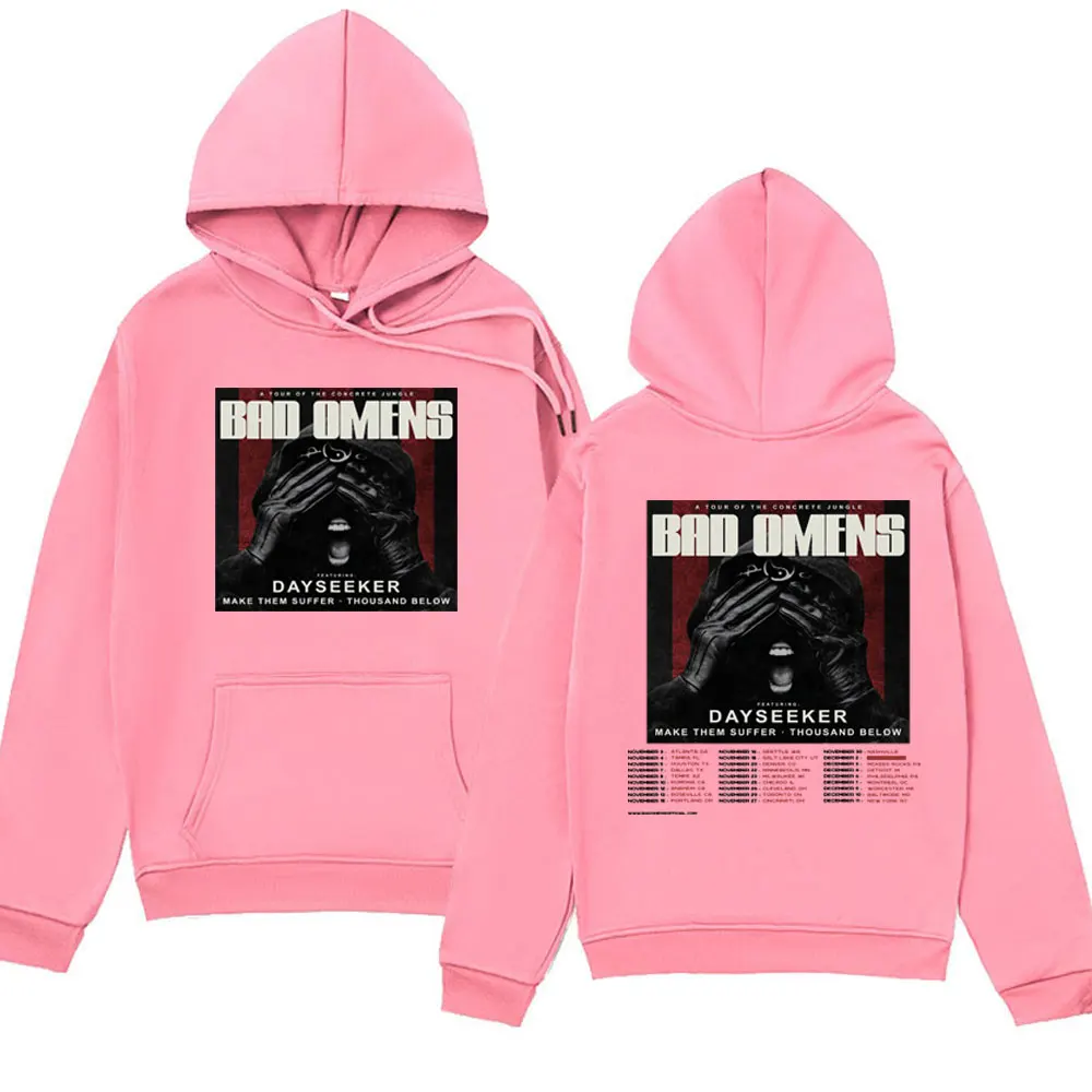 Rapper Rock Band Bad Omens Print Hoodie Men Women Fashion Hip Hop Sweatshirt A Tour of The Concrete Jungle Tour Hoody Pullover