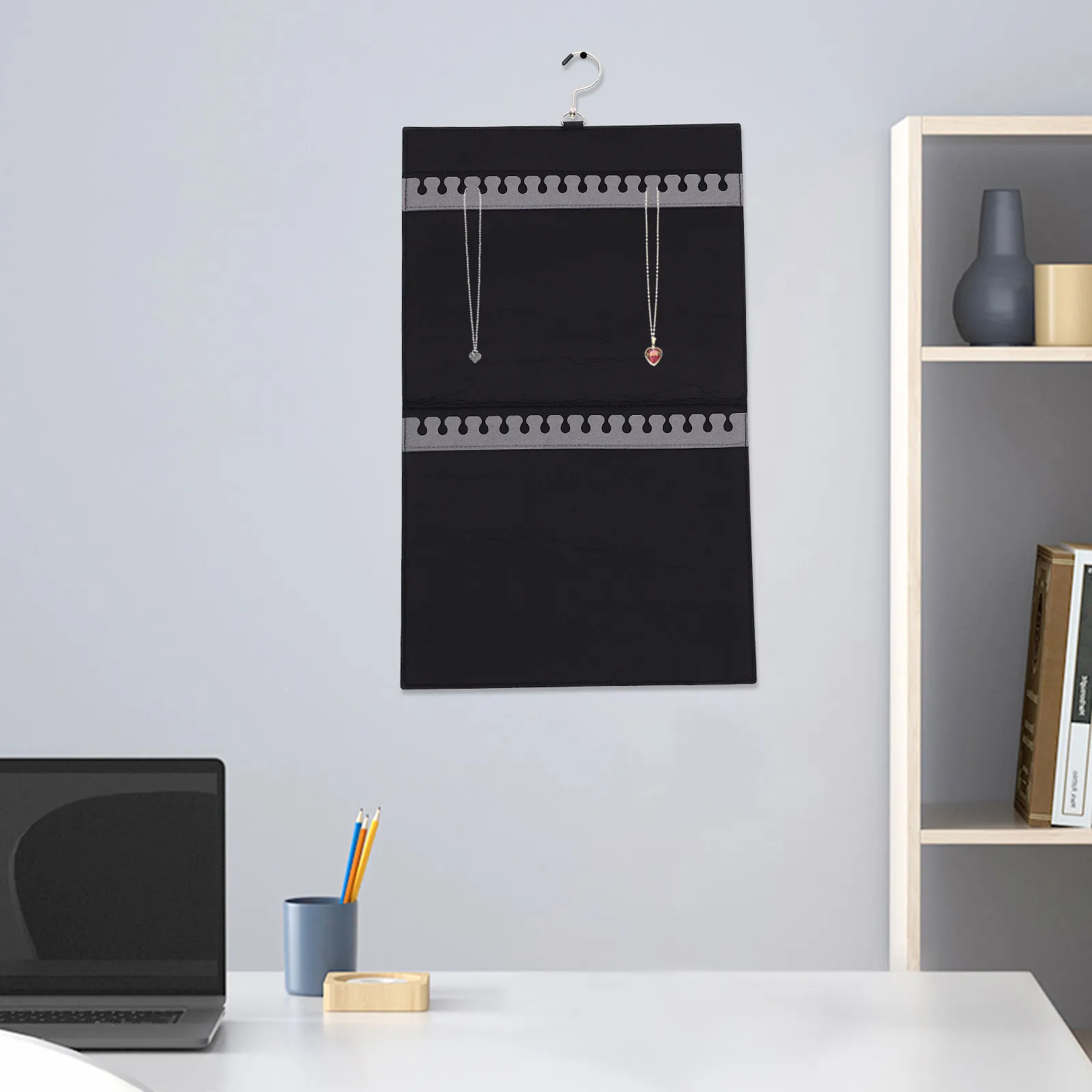 

Dual-Sided Hanging Jewelry Organizer Lightweight Storage Bag for Necklaces Earrings Bracelets Home Wall Hanging Organizer