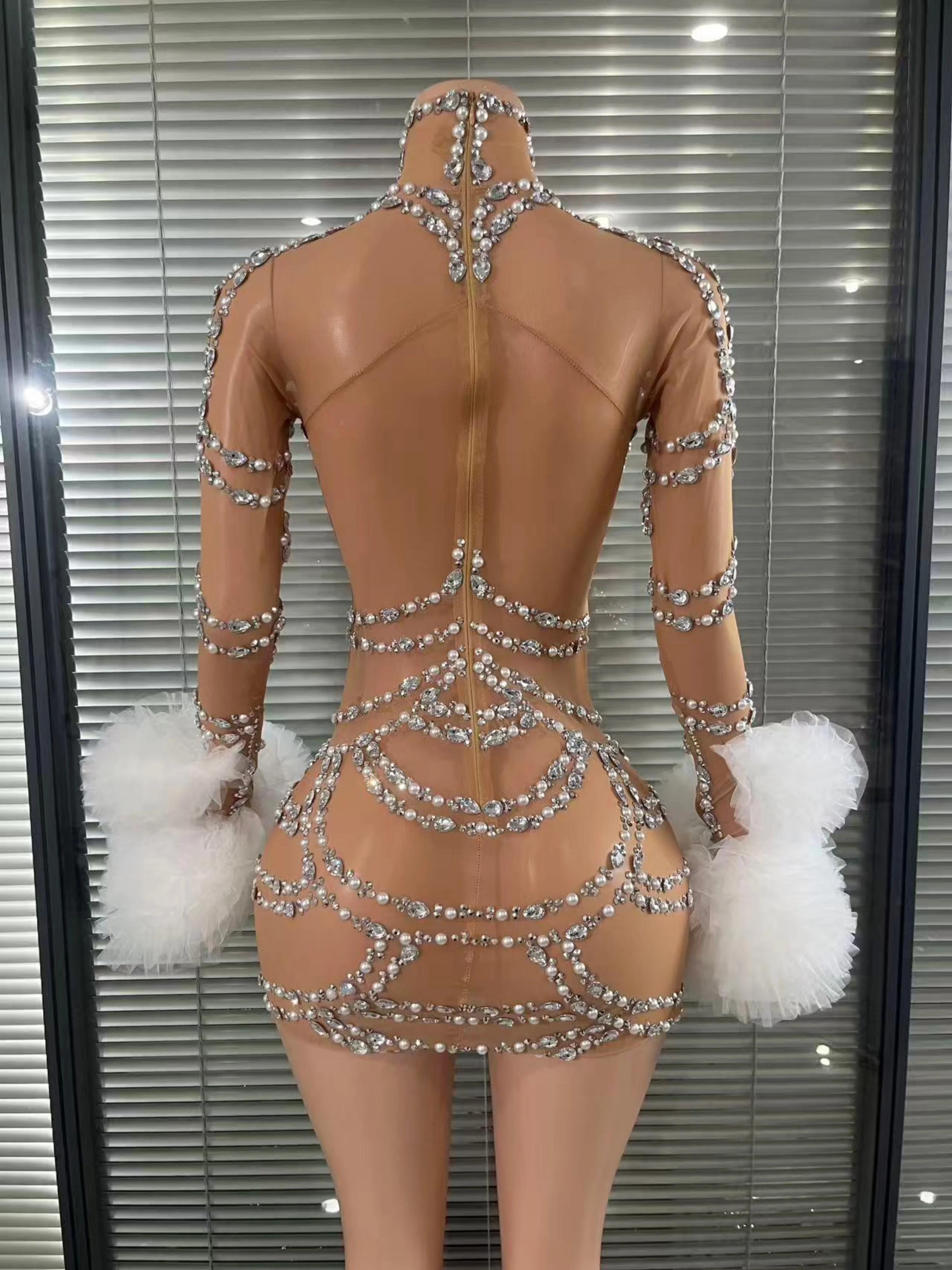 براقة اللؤلؤ حجر الراين عيد ميلاد مأدبة فستان قصير السيدات النادي الليلي ملابس النساء مساء حفلة موسيقية فستان عشاء