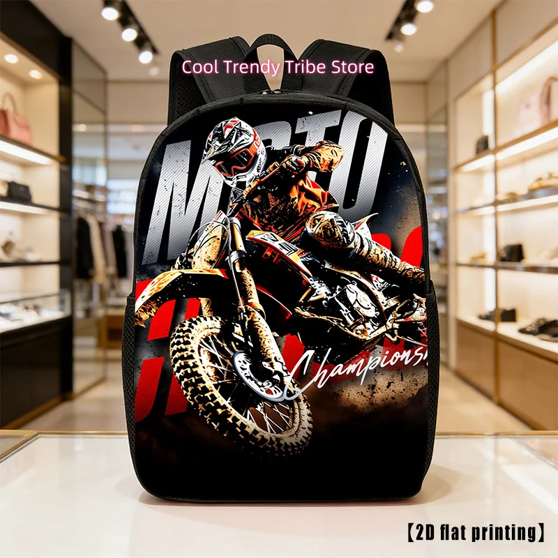 Motocross, Lightweight, Large-capacity Unisex Backpack with Adjustable Shoulder Straps, Side Pockets, Suitable for Casual Wear,
