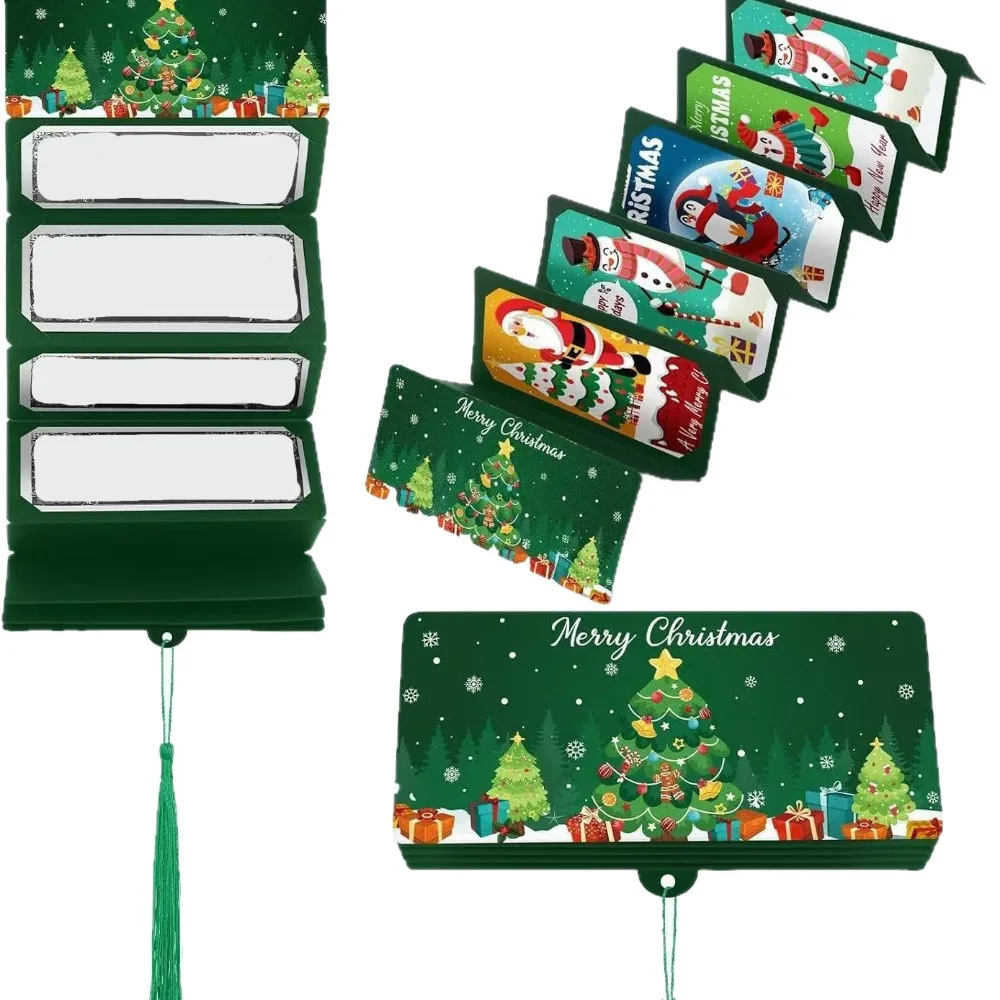 10Card Positions Christmas Money Pocket Bag Santa Claus Snowman Tree Folding Card Envelope Lucky Elk Christmas Decorations