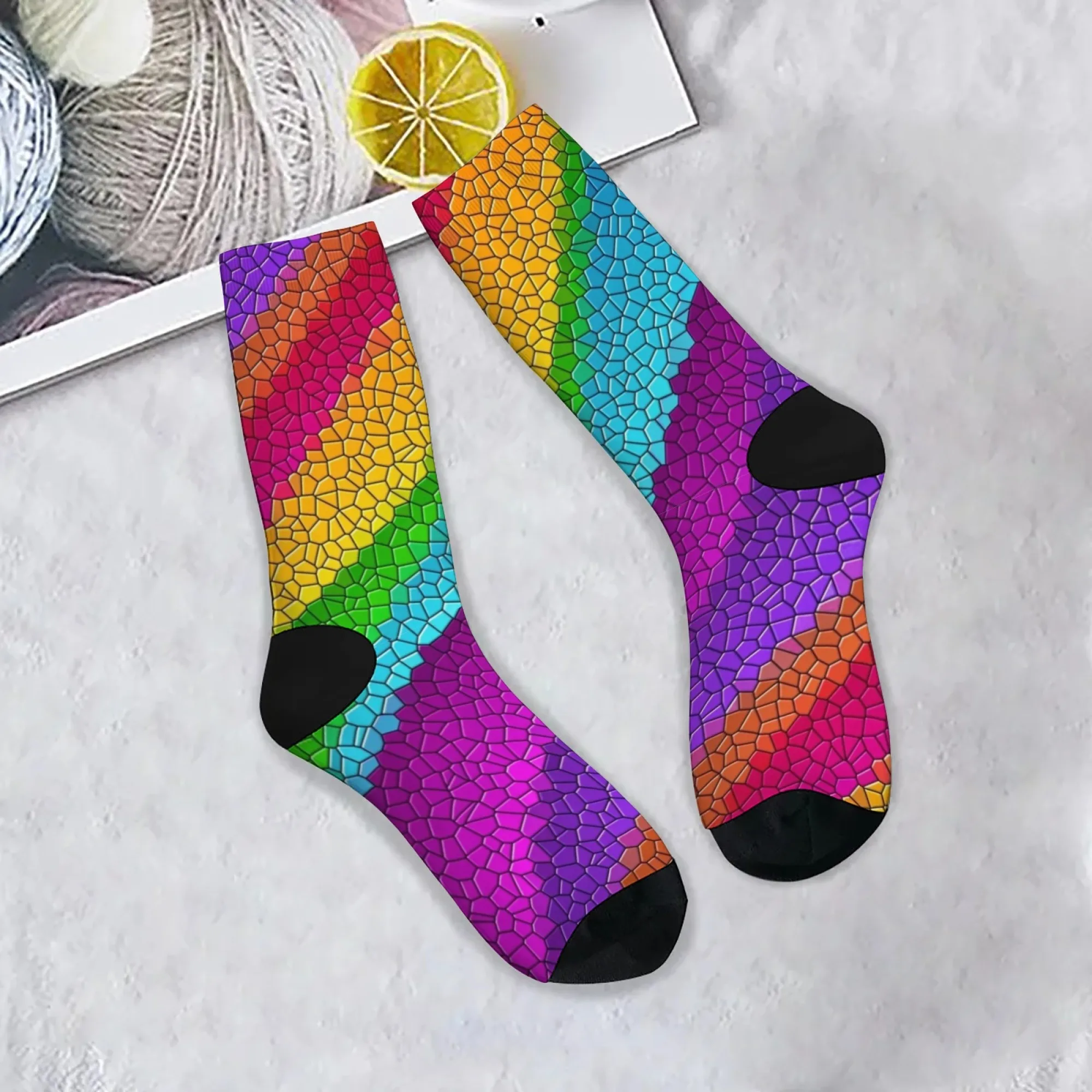 

Rainbow Fragments Men's Socks Harajuku Retro Style Street Hip-Hop Funny Socks Comfortable Non-Slip Outdoor Casual Fashion Socks