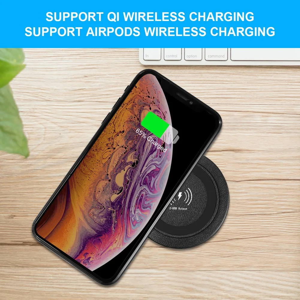 -ABPU 10W Fast Wireless Charger -Up Desktop Embedded Fast Wireless Charger With USB Port Universal For Smartphone