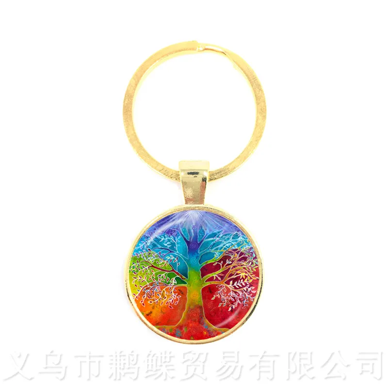 Tree Of Life Keychains Glass Dome Tree And Bird Glass Ornaments Gift For Friends Keyring