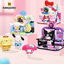 New Keeppley Building Block Sanrio Family Home Life Series HelloKitty Cartoon Assembly Model Decoration Children's Toys Boy Gift
