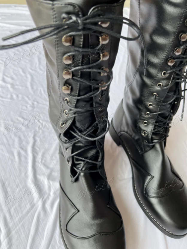 Męskie długie zachodnie buty poniżej kolan w stylu rycerskim Vintage męskie zimowe kowbojskie buty zachodnie Retro długie klasyczne skóra PU