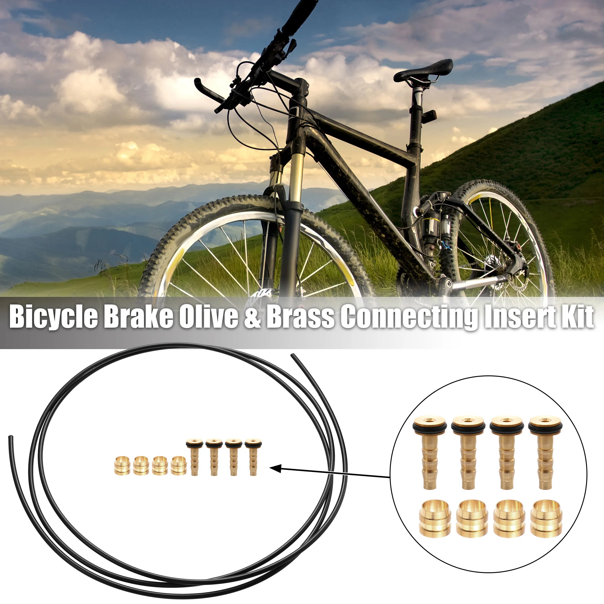 X Autohaux 300cm Length 1 Set Bicycle Brake Olive and Brass Connecting Insert Bike Hydraulic Disc Brake Hose