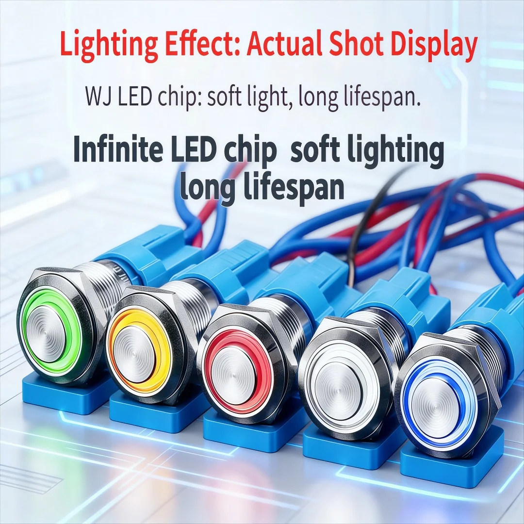 12mm push button switch,latching and momentary with LED 12V/24V,waterproof IP67