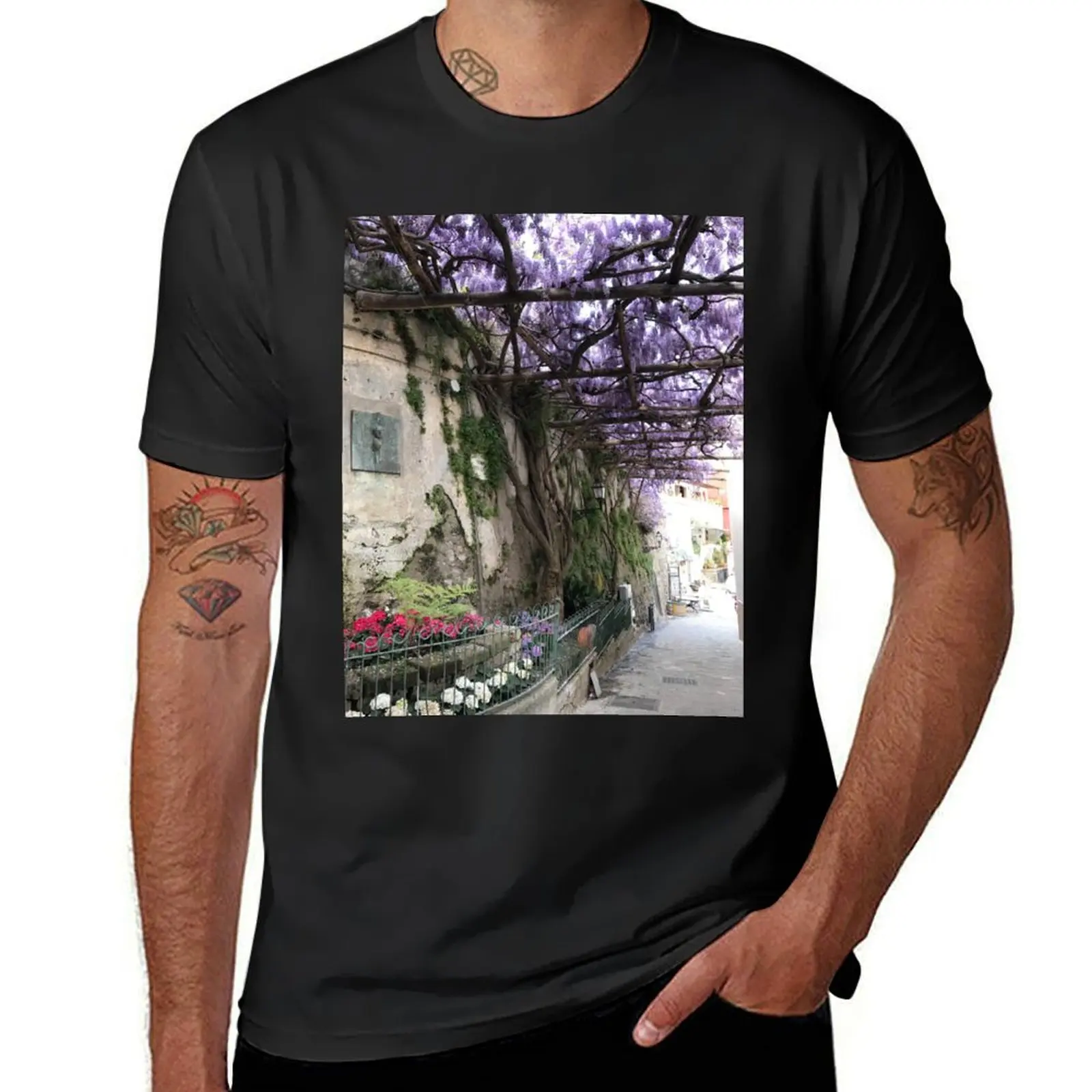 Italy - Positano Wisteria T-Shirt summer top sweat korean fashion Men's cotton t-shirt