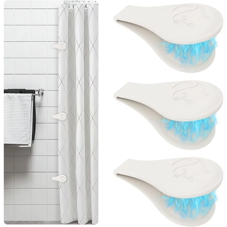 

Магнитные силиконовые зажимы для занавесок для душа для подкладки, самоклеящиеся ветрозащитные держатели от брызг, предотвращающие разбрызгивание воды, сохраняют завивку