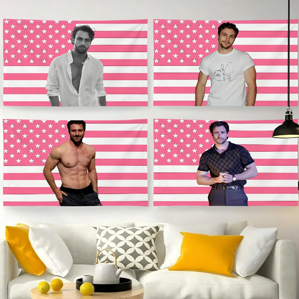 Actor A-Aaron Taylor-Johnson Pink USA flag For Garden Party Living Room Home Wall Decor Banner Bedroom Outdoor Tapestry