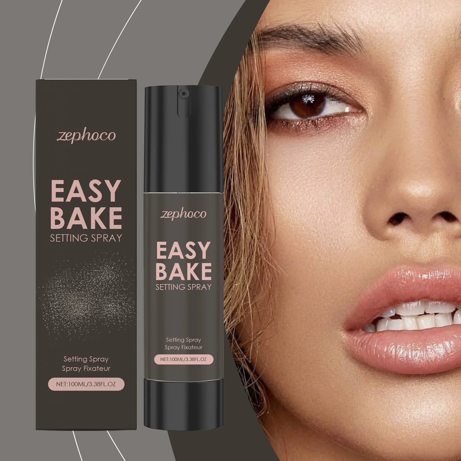 100ml Zephoco Easy Bake Makeup Setting Spray Powder Long-Lasting Makeup Lock Easy Bake Waterproof Moisturizing Skin Makeup Care