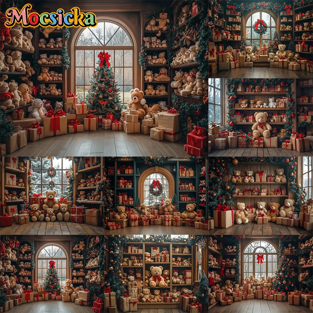 

Mocsicka Photography Background Winter Christmas Out The Window Gifts Kids Family Holiday Portrait Decor Backdrop Photo Studio