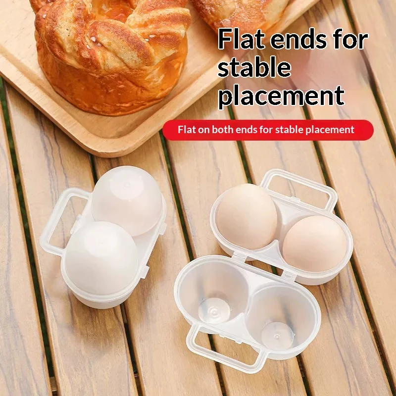 2-Cell Portable Plastic Egg Box Shockproof Anti Drop Egg Storage Tray for Outdoor Camping Refrigerator Egg Holder