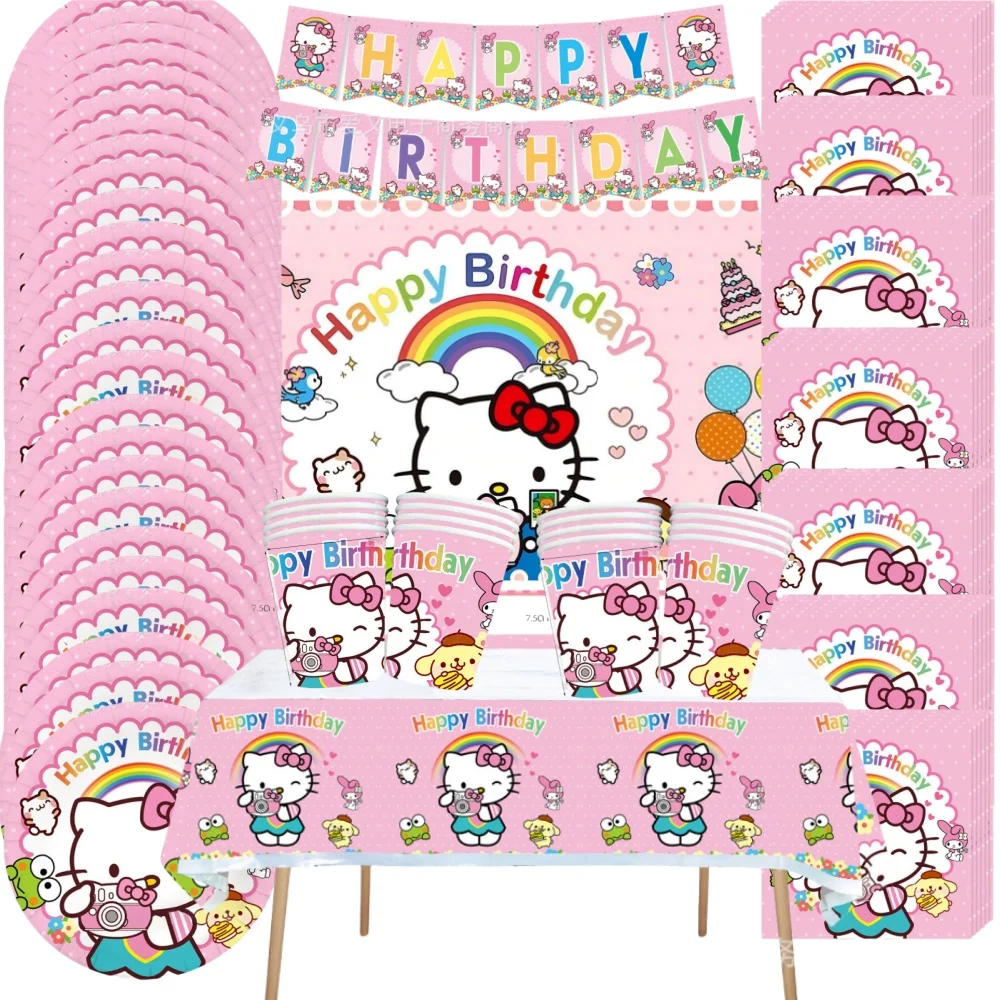 

Hello Kitty KT Cat украшения для дня рождения фольгированный шар посуда бумажная тарелка салфетка детский душ праздничные принадлежности аксессуары