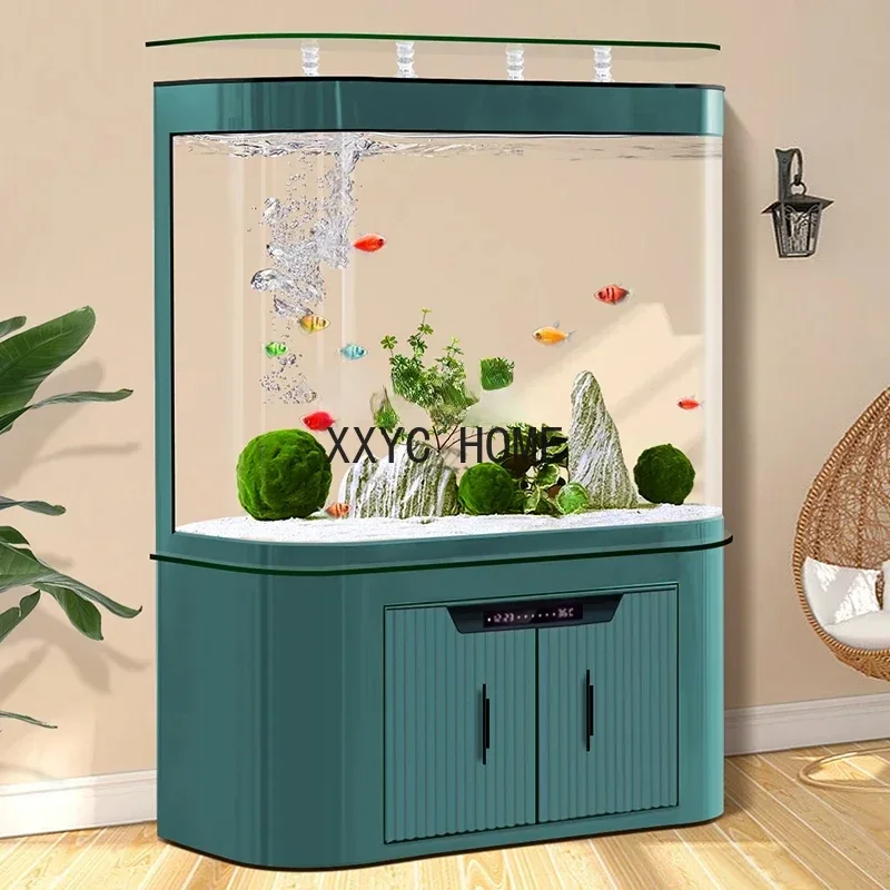 

Aquarium Modern Light Luxury Bottom Filter Living Room Lazy Ecological Change Water Fish Globe