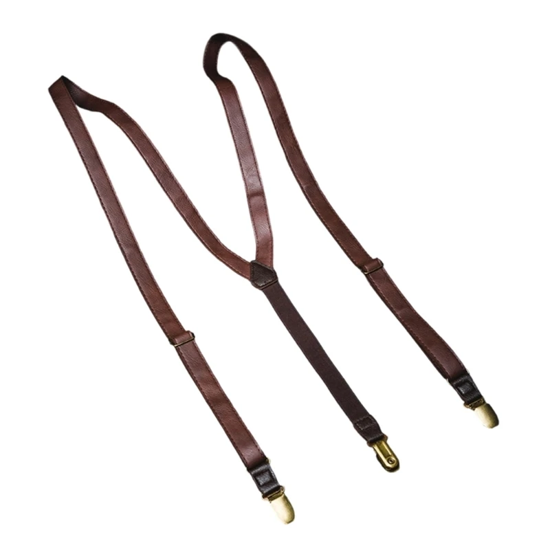 462A Elegant Elastic PU Suspenders Strap With Secure 3 Clip and Y-Shape Design For Women Men Daily Use and Special Occasion