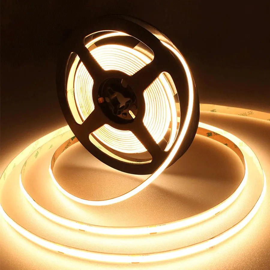 

1M 5M 10M 12V 24V COB LED Strip Lights 8mm 320LEDs/m High Density Flexible Diode Tape 3000K-6000K Dimmable LED Ribbon Room Decor