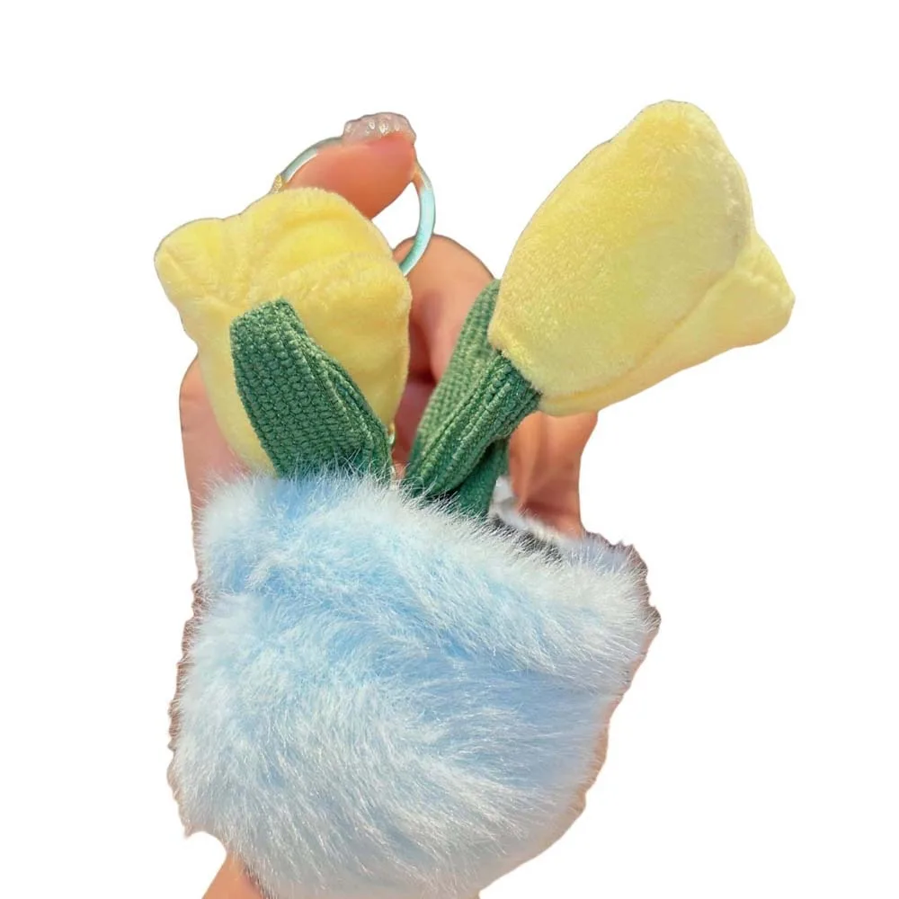 

Plush Tulip Flower Potted Plant Simulated Tulip Flower Keychain Simulated School Bag Decor Plush Flower Key Ring Floral Pendant