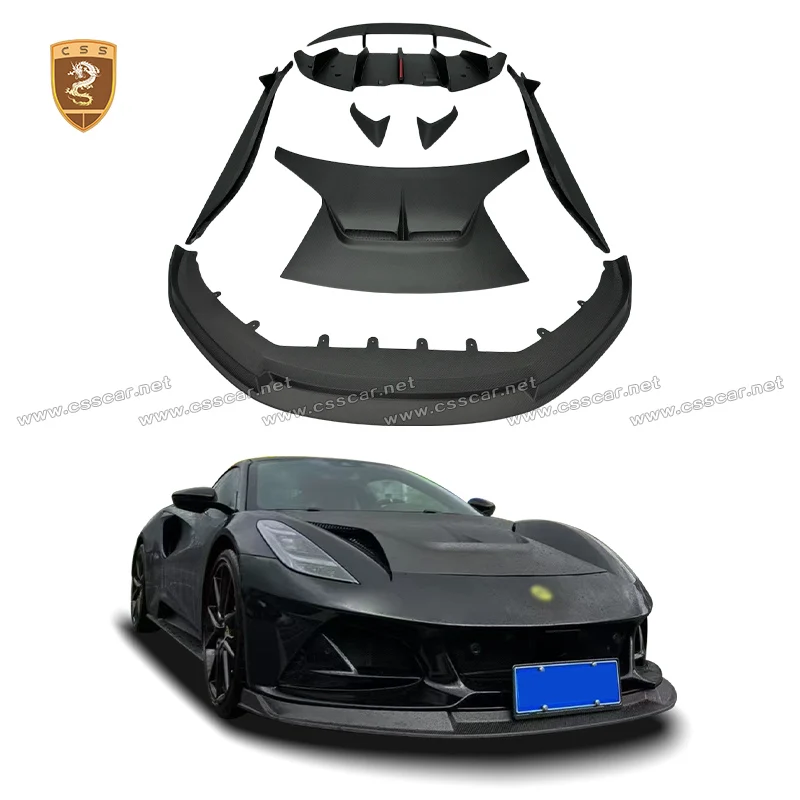 

НОВЫЙ комплект кузова из сухого углеродного волокна в стиле Vors для Lotus Emira 2023, передний бампер, капот двигателя, задний диффузор, спойлер, боковые юбки для крыльев