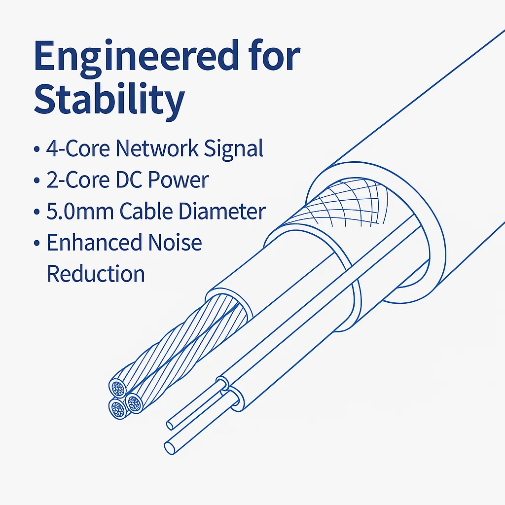 Cold-Resistant 2-in-1 Network DC Cable 5m-20m Durable Stable for CCTV NVR Switch Long-Distance Winter