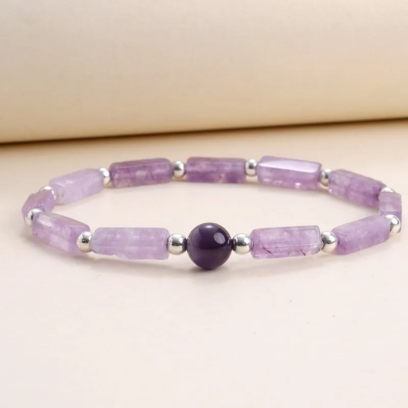 Natürliches Amethyst-Stein Perlenarmband Damen Energie-Yoga-Armband Meditation Stressabbau Elegantes Schmuck-Accessoire