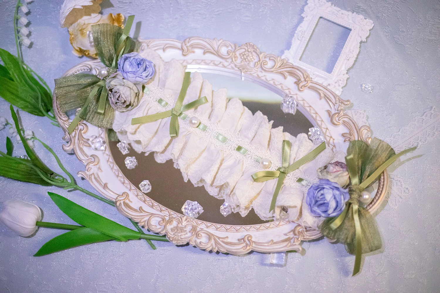 Fascia per capelli con clip per cappello piatto originale Lolita Lily of the Valley Disponibile Fermaglio per capelli con fiore 3D in stile pastorale giapponese