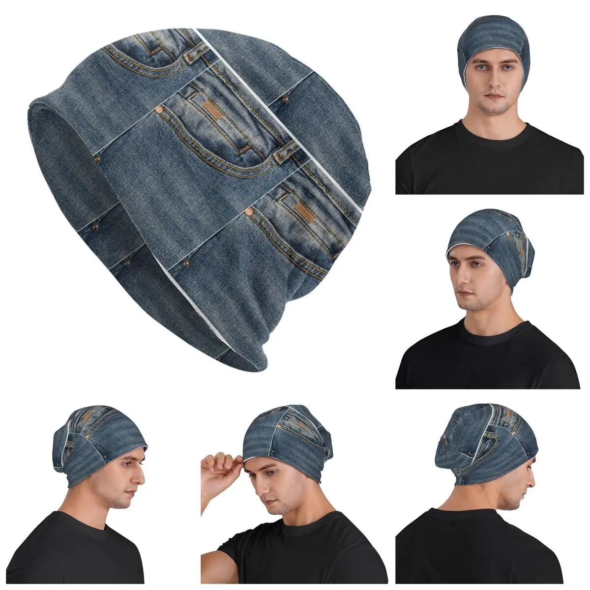 Front Pocket I Love Bluejeans Denim Skullies Beanies Hats Warm Autumn Winter Outdoor Cap Knitted Bonnet Caps for Men Women Adult