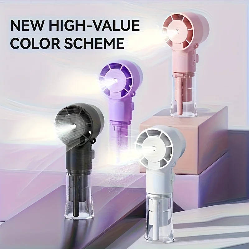 Portable USB Rechargeable Spray Fan with Lanyard - 1200mAh Battery, 4-Speed Adjustment Hands-Free Cool, Suitable for Women's Sum