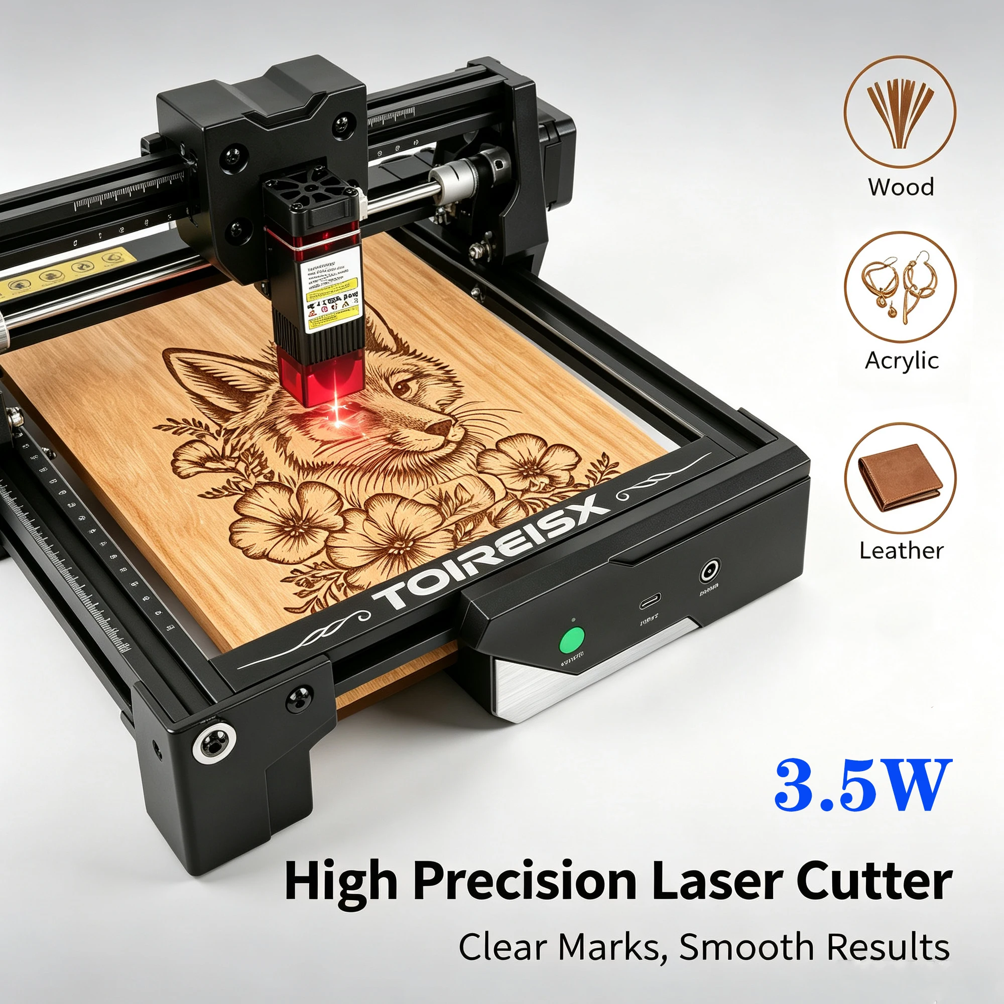 TOIREISX Z1 Laser Engraver 3500mW Portable Laser Cutter and Engraver Machine 150x150mm Large Engraving Area  Compatible with LaserGRBL and LightBurn