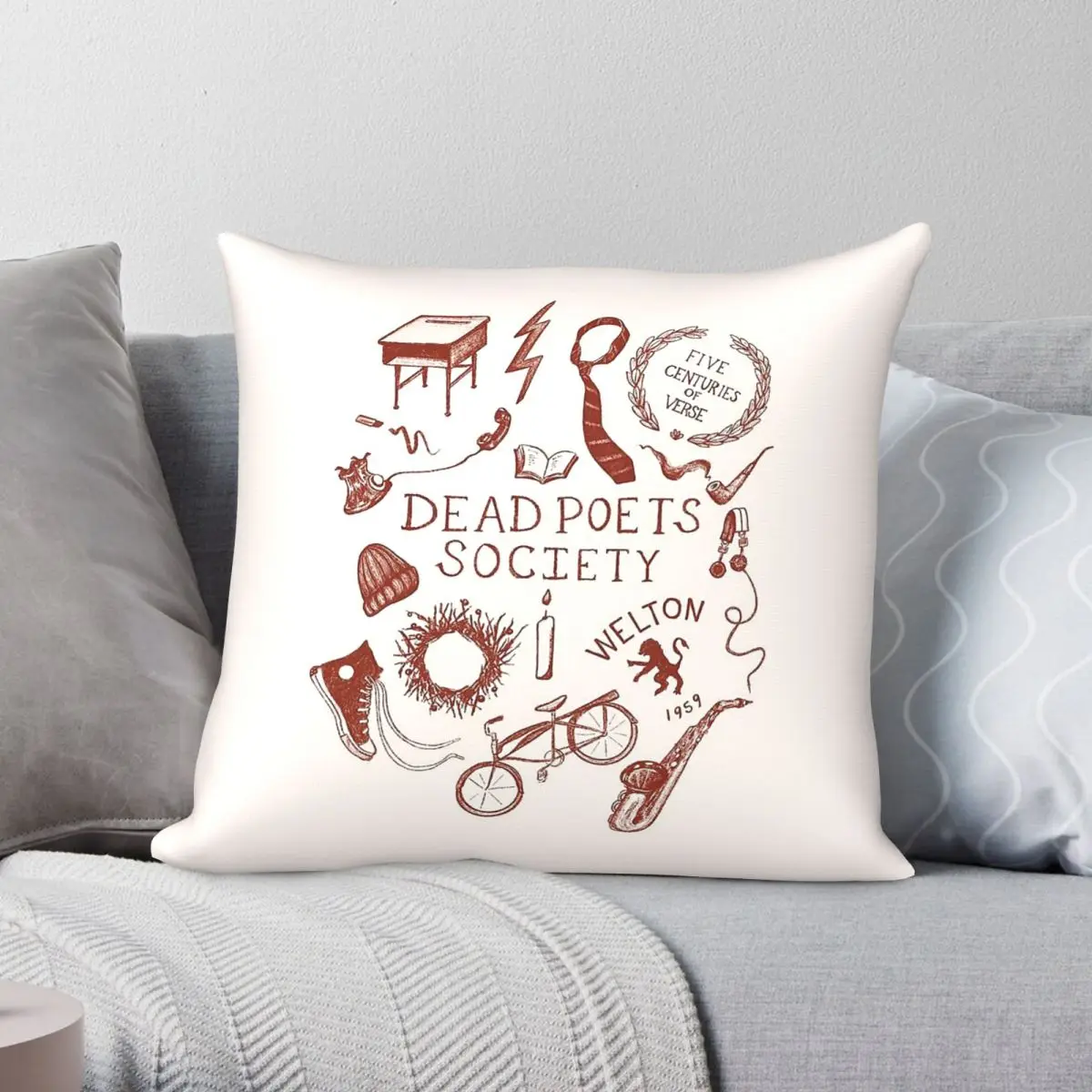 Dead Poets Society Welton Square Pillowcase Polyester Linen Velvet Printed Zip Decorative Throw Pillow Case Room Cushion Cover