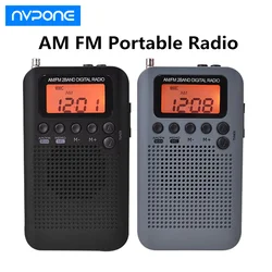 AM FM Portable Radio LCD Display Pocket Radio Receiver Dual Band Stereo for Walking Hiking Camping With Speaker Headphone