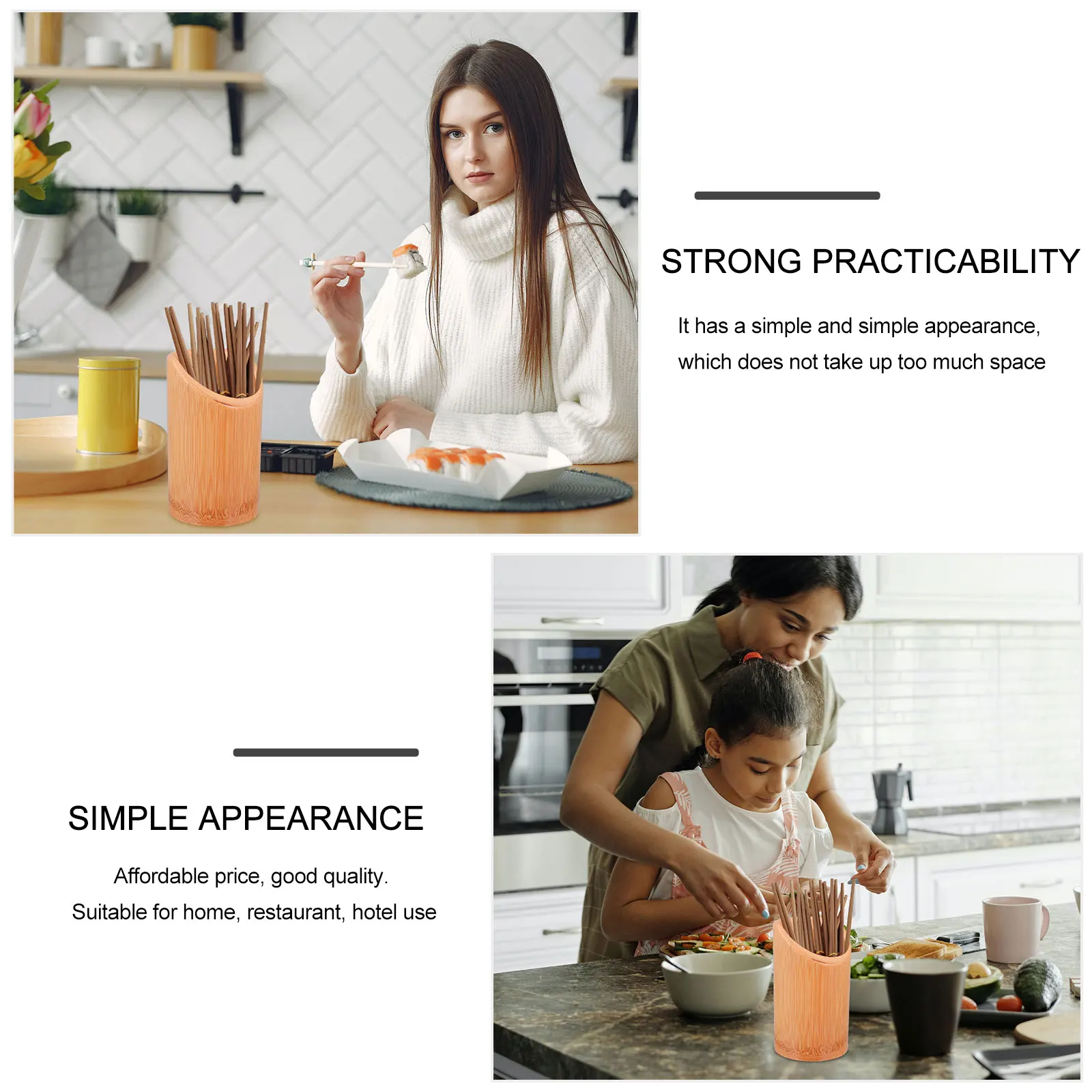 

Bamboo Chopstick Holder Chopsticks Organizer Kitchen Multifunctional Tableware Storage Canister Serving Utensils