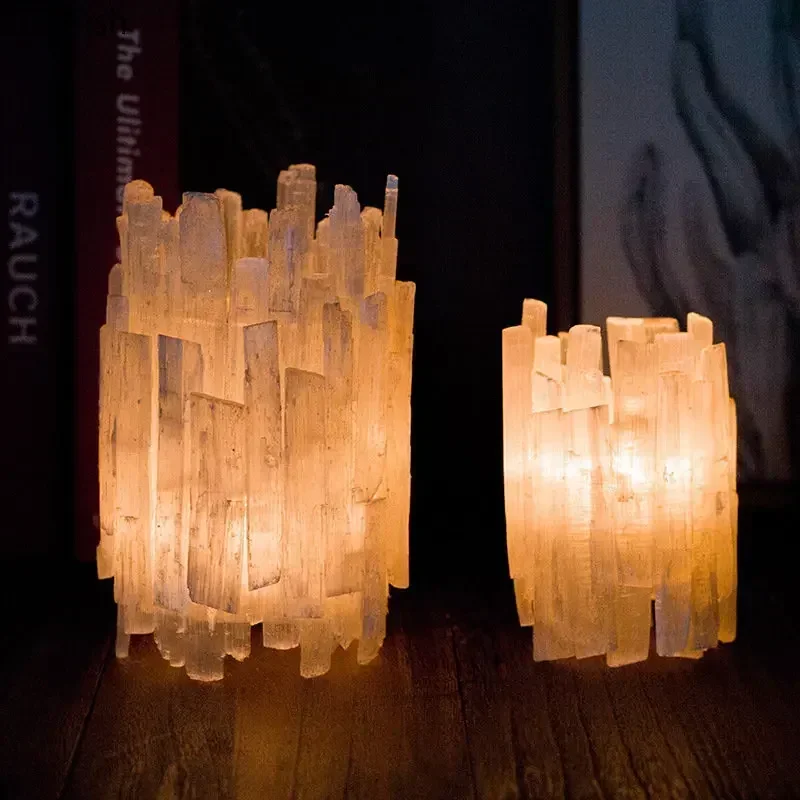 Natural Ore Gypsum Candle Holders Desk Decoration Minimalism Candlestick White Wax Melt Burner Creative Home Aroma Container