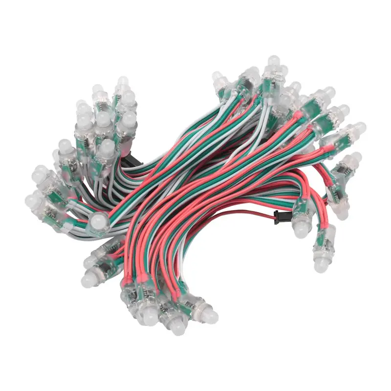 A84X-50Pcs 4M/6.5Meter DC5V WS2811 Full Color LED Pixel Light Module 12Mm 15Cm Wires IP68 Waterproof RGB Digital Led Strings