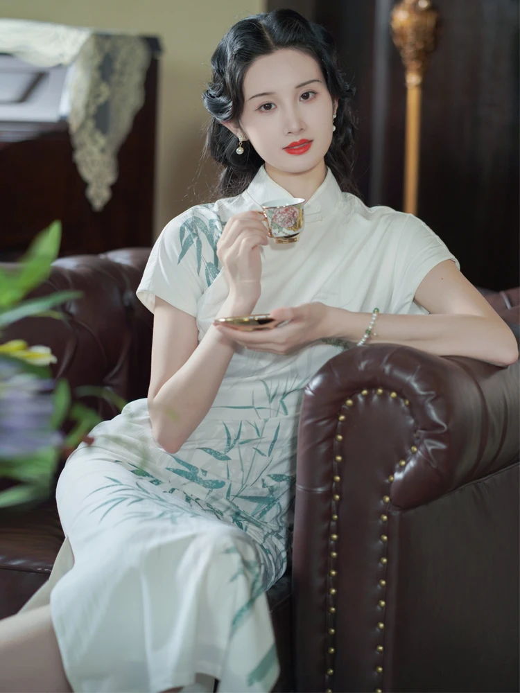 

Young Ele 2025 Sle Artistic Full Opening Gown Traditional Chinese High Slit ort Sve Daily Wear