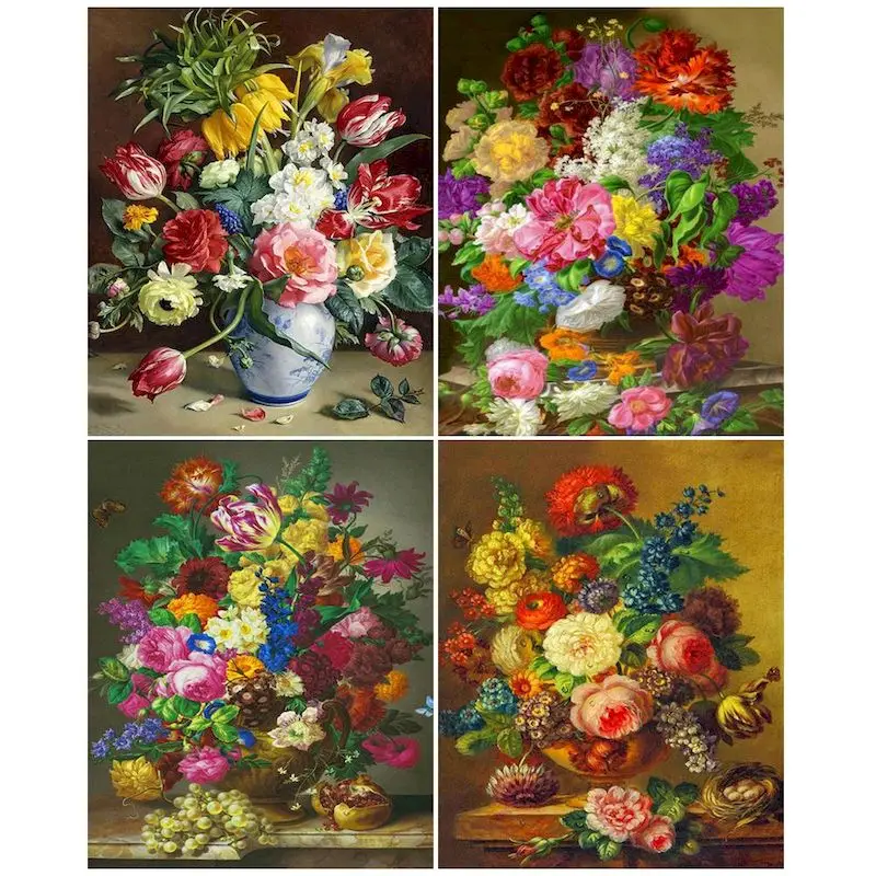 

GATYZTORY Frame Painting By Numbers 40x50cm Kits Classical Flowers Drawing By Numbers For Adults Starter Kits Diy Gift Artworks