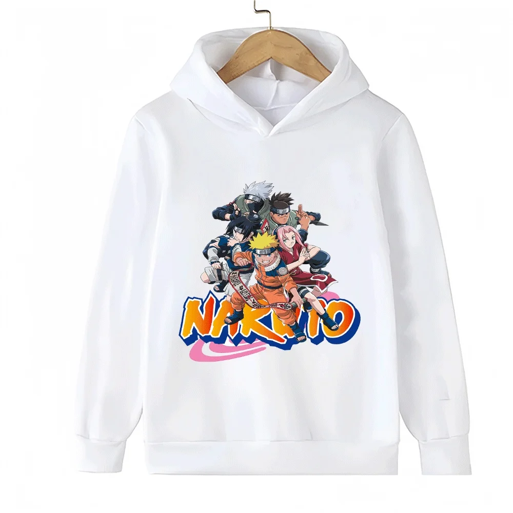 Sudadera con capucha de Naruto para niños, sudadera con estampado de Anime Uzumaki Naruto Sasuke Sakura Kakashi Team 7 para niños y niñas, sudadera informal de manga larga