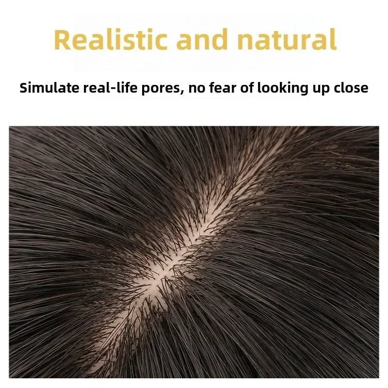 8x12/13x13 سنتيمتر هيربيسي الإنسان طبيعة تنفس قطعة شعر للنساء مع حجم الشعر المتناثر يغطي بسرعة الشعر الرمادي لونين #6