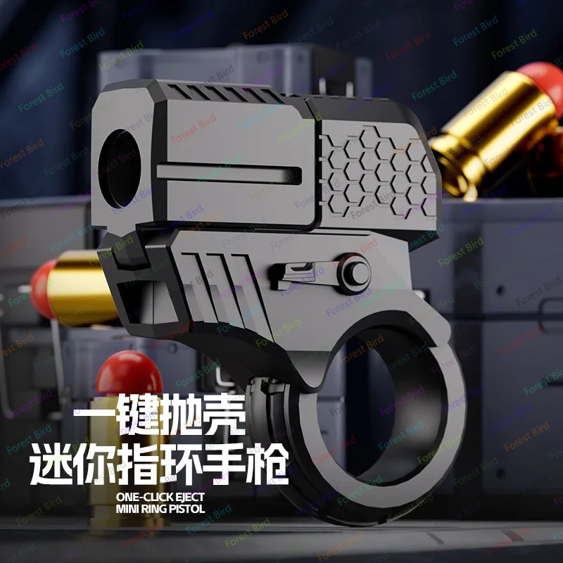 Agent Goldfinger Toy Gun Mini Ring Launcher Shell Throwing Soft Shotgun Alloy Pistol Finger Grab