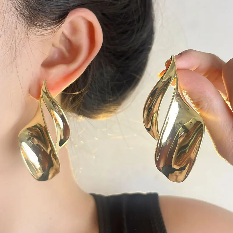 

Irregular twist pendant unique earrings